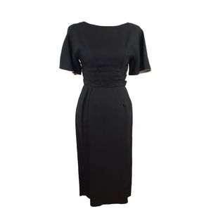 VTG Miss Elliette Black Silk Shantung Wiggle Dress